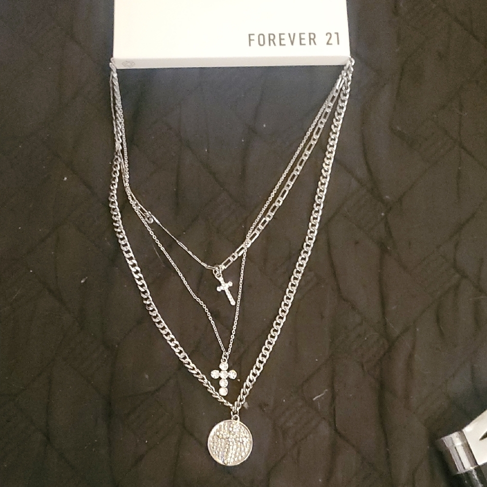Forever 21 Silver Layered Necklace Set